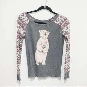 American Eagle Polar Bear Sweater Size XS Grey